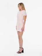 Gracia Fashion Women's Tweed Dodycon Deco Button Mini Dress