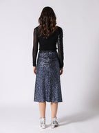 Gracia Fashion Women's Whole Spangle Shiny Banding Midi Skirt