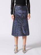 Gracia Fashion Women's Whole Spangle Shiny Banding Midi Skirt