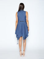 Gracia Fashion Women's Wide Hem Sleeveless Denim Dress