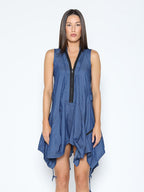 Gracia Fashion Women's Wide Hem Sleeveless Denim Dress