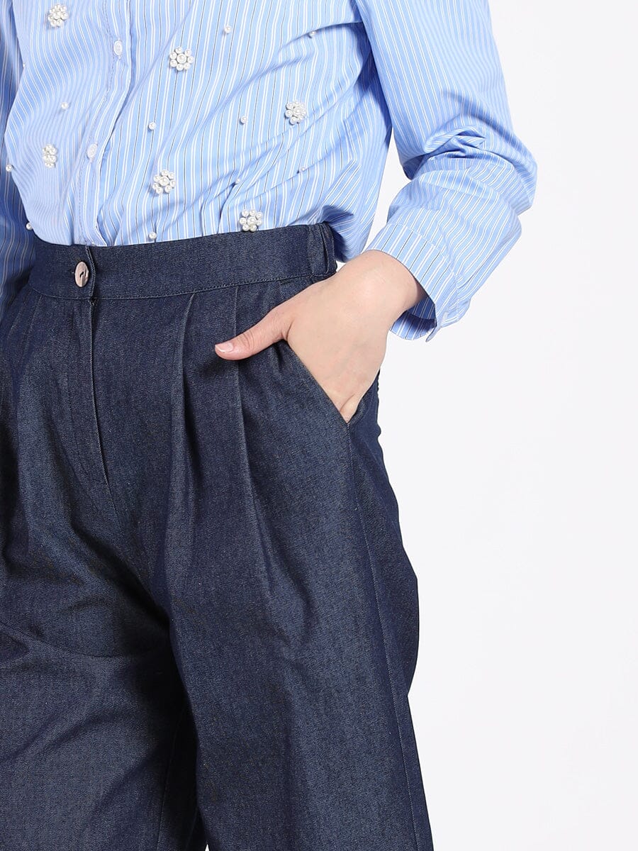 Gracia Fashion Women's Wide-Leg Denim Pants