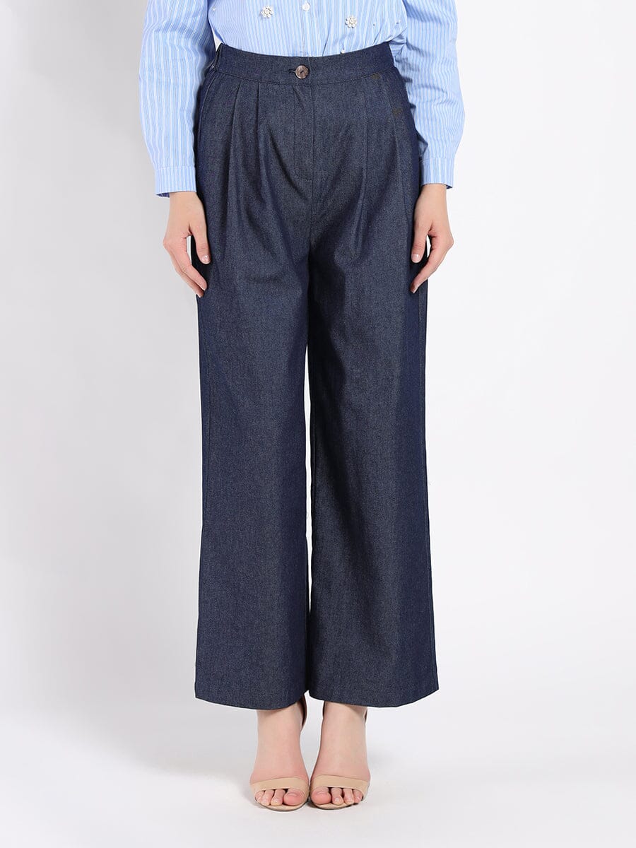 Gracia Fashion Women's Wide-Leg Denim Pants