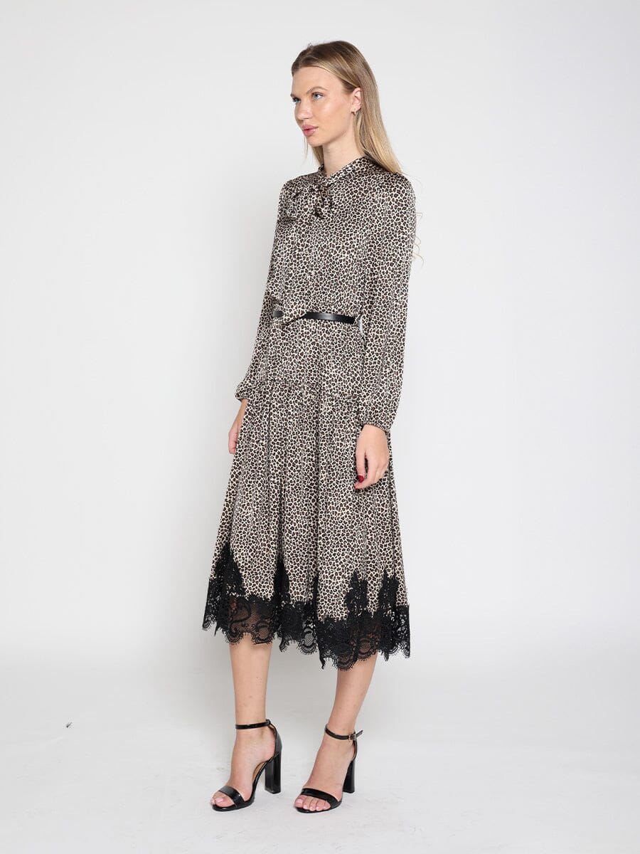 Gracia Fashion Women's Women's Leopard Silk Casual Dress