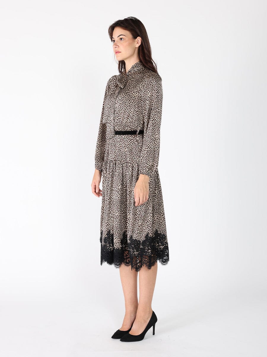 Gracia Fashion Women's Women's Leopard Silk Casual Dress