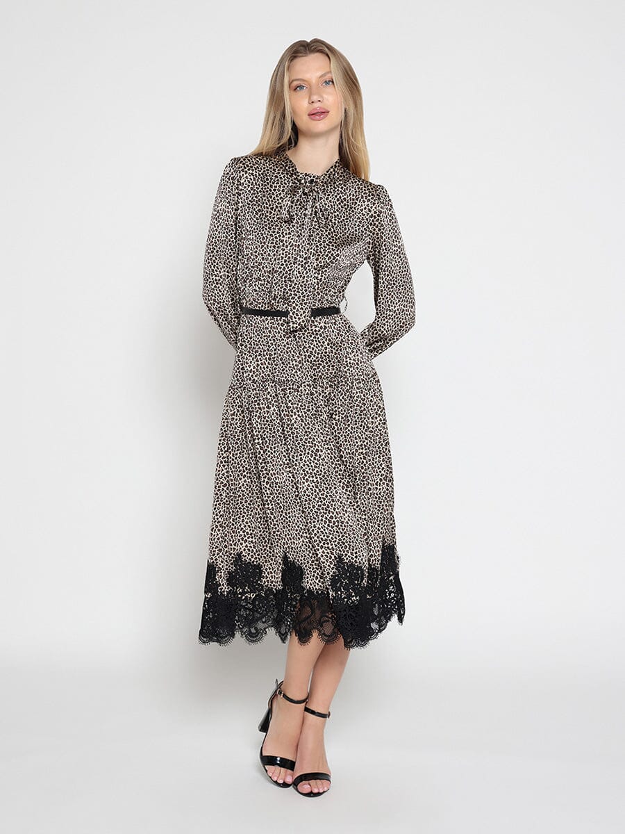 Gracia Fashion Women's Women's Leopard Silk Casual Dress